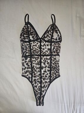 Revamped Leopard Mesh Bodysuit in Beige, Brown & Black